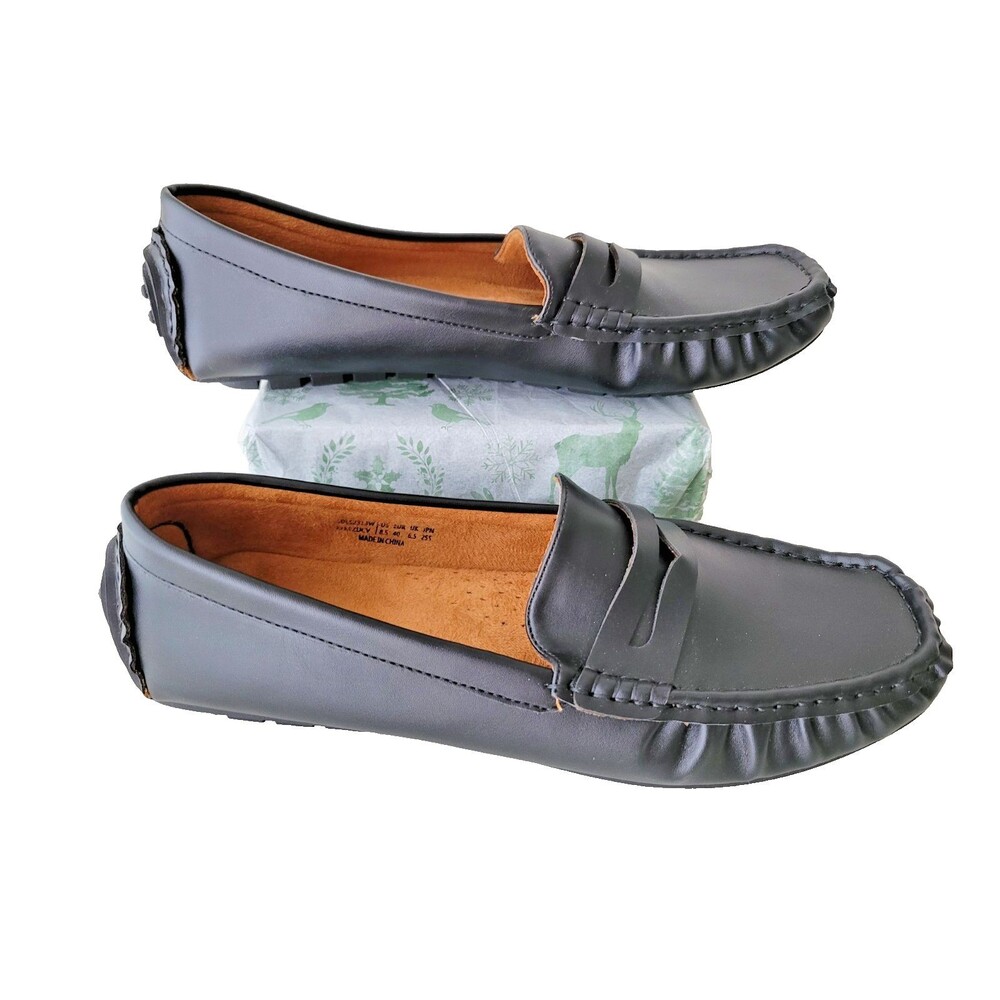 Dream Pairs Women's Black Vegan Leather Classic Slip-On Loafer Comfort Flats 8.5